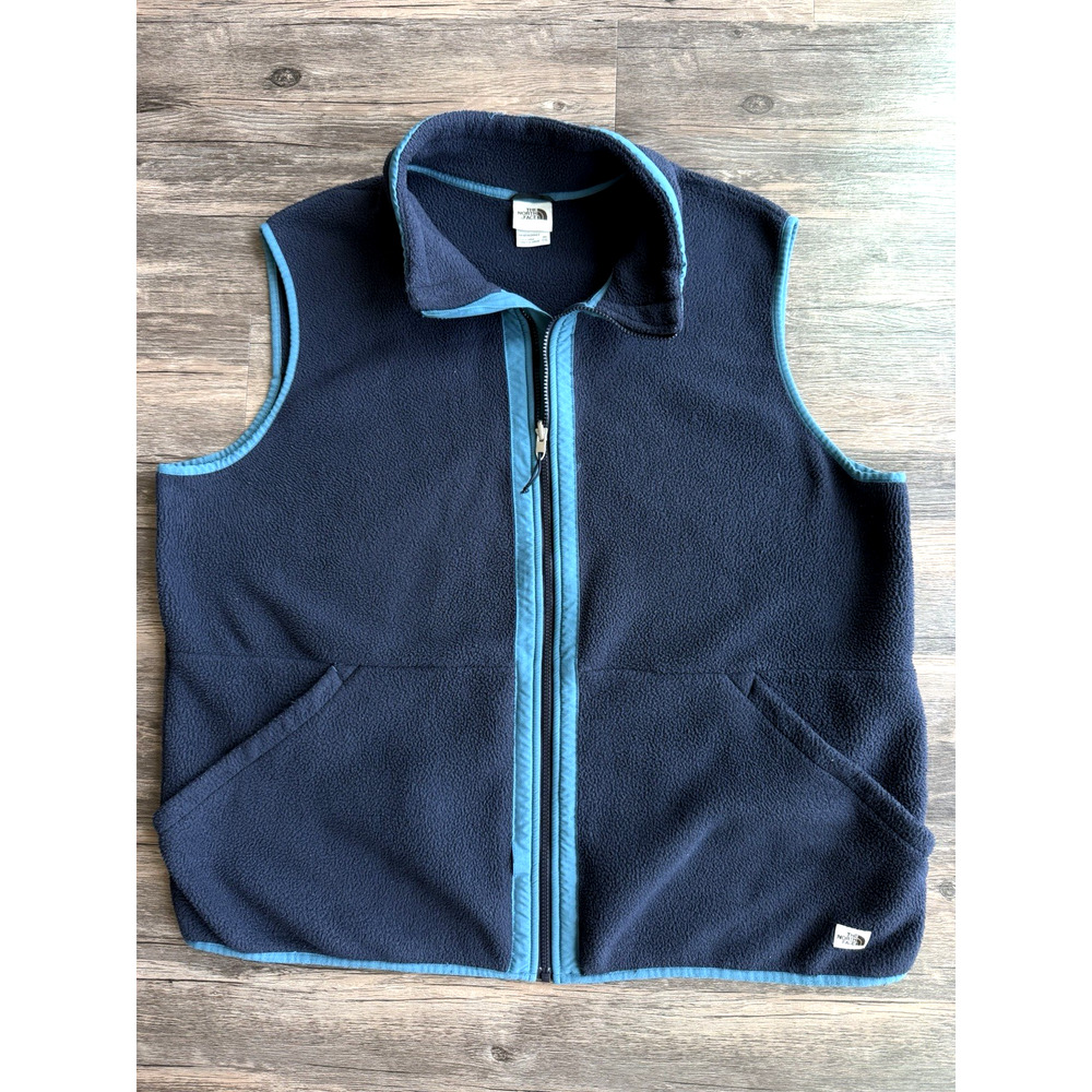 The North Face Carbondale Fleece Vest Mens XXL Blue Full Zip Outdoor Hiking Warm